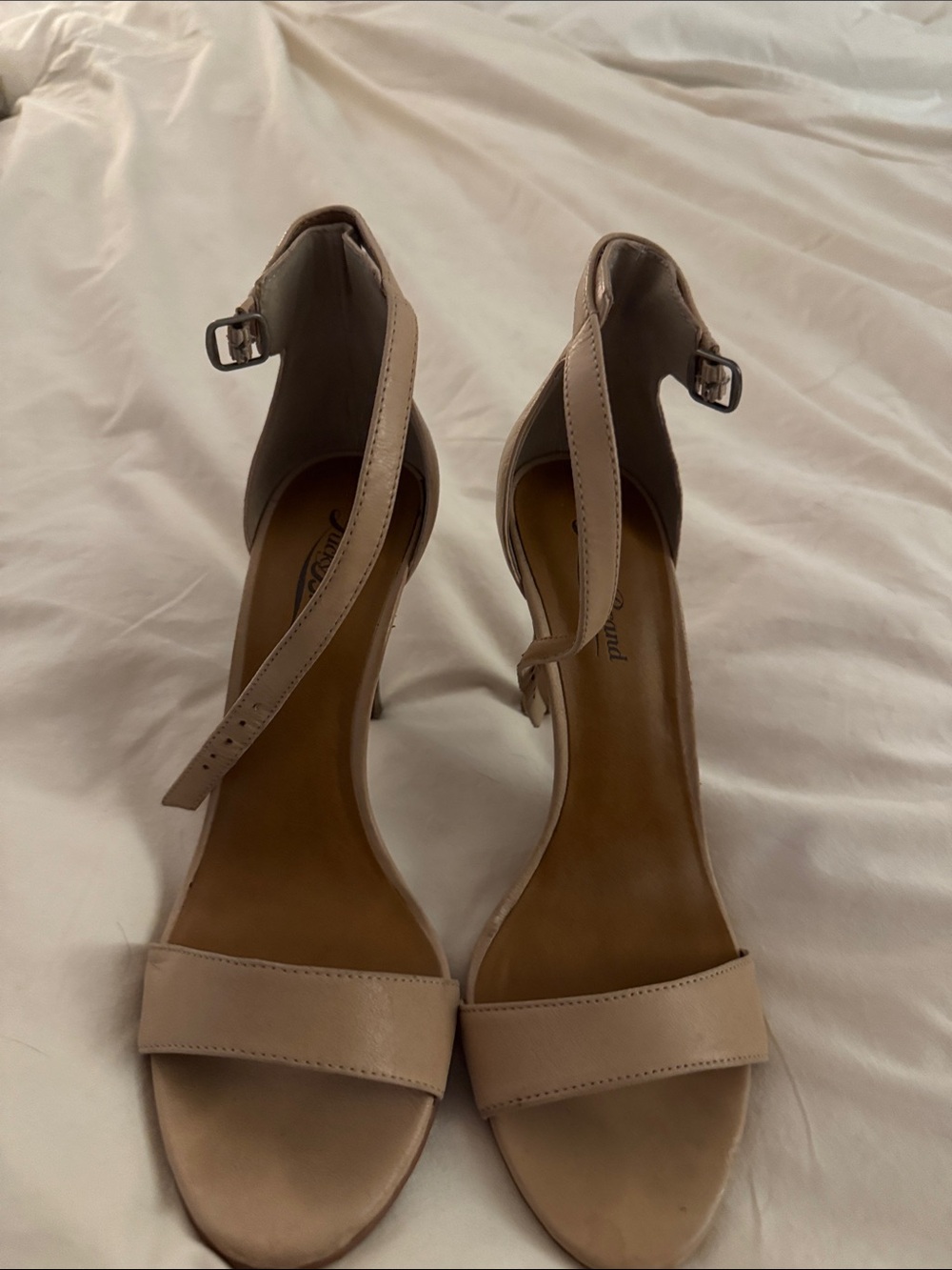 Lucky Brand Beige Ankle-Strap Heeled Sandals